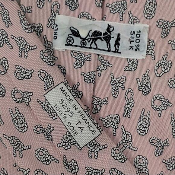 Hermes Tie 5295TA Pink Sailor Knot Rope Silk 100% Necktie France Luxury - Picture 2 of 6